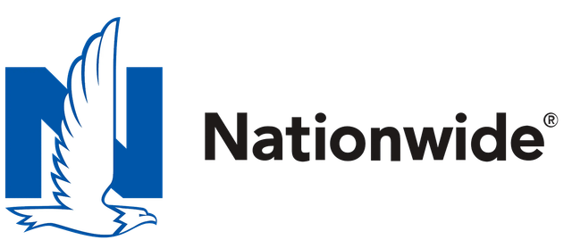 Nationwide logo with white eagle and blue square icon on white background