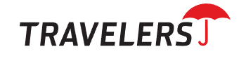 A logo for travelers with a red umbrella in the middle