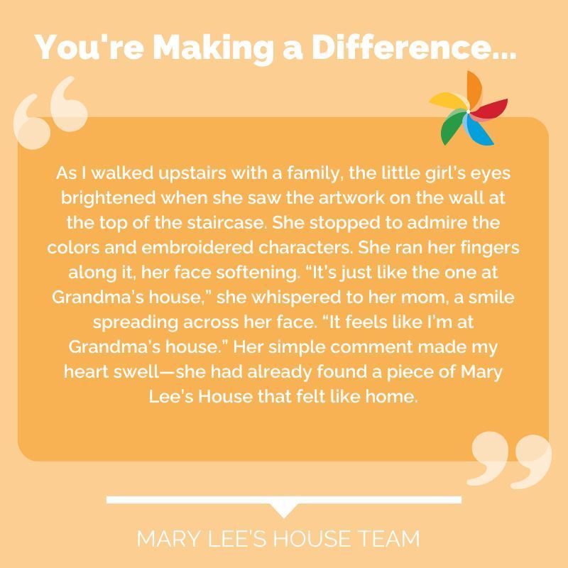 A quote from mary lee 's house team about making a difference