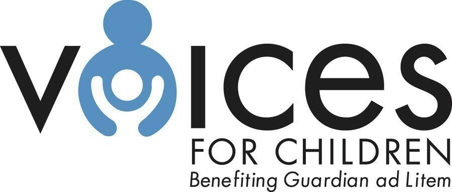 A logo for voices for children benefiting guardian ad litem