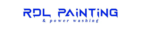 RDL Painting logo in blue with &ldquo;& power washing&rdquo; on a white background