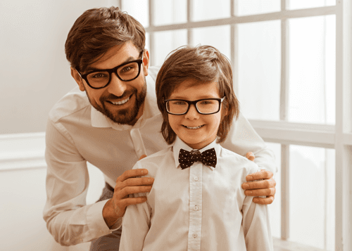 father and son with glasses