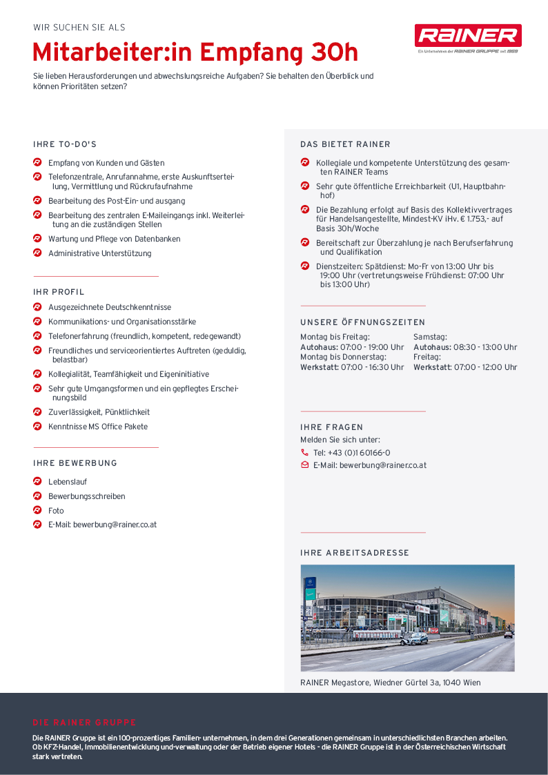 Stellenausschreibung für einen Lagerleiter oder stellvertretenden Lagerleiter bei LAGER Maxi Bauzentrum in Wien.