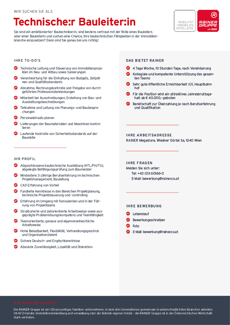 Stellenausschreibung für einen Lagerleiter oder stellvertretenden Lagerleiter bei LAGER Maxi Bauzentrum in Wien.