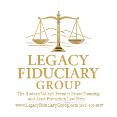 Logo for Legacy Fiduciary Group, a law firm, featuring a gold scale and text.