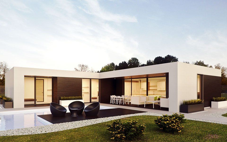 Beautiful house exterior Cream and brown modern