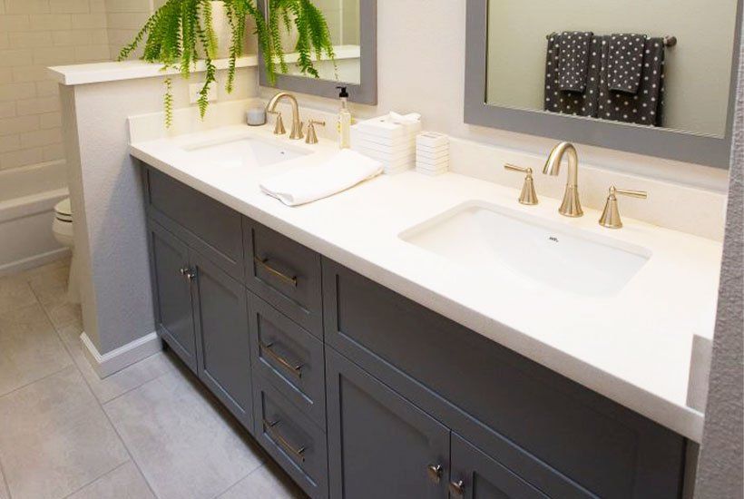 Beautiful grey bathroom after renovation