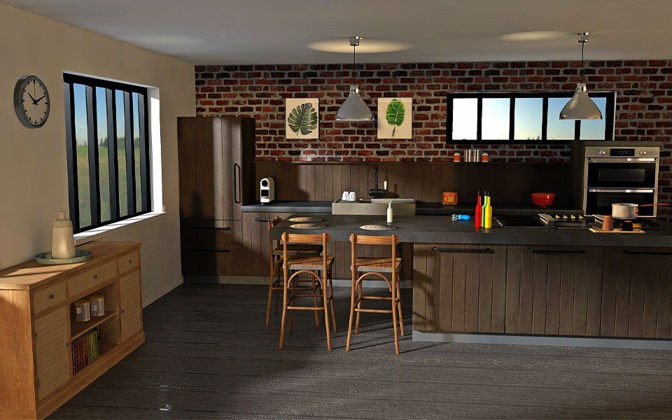 Beatiful kitchen renovation dark brown wood eclectic