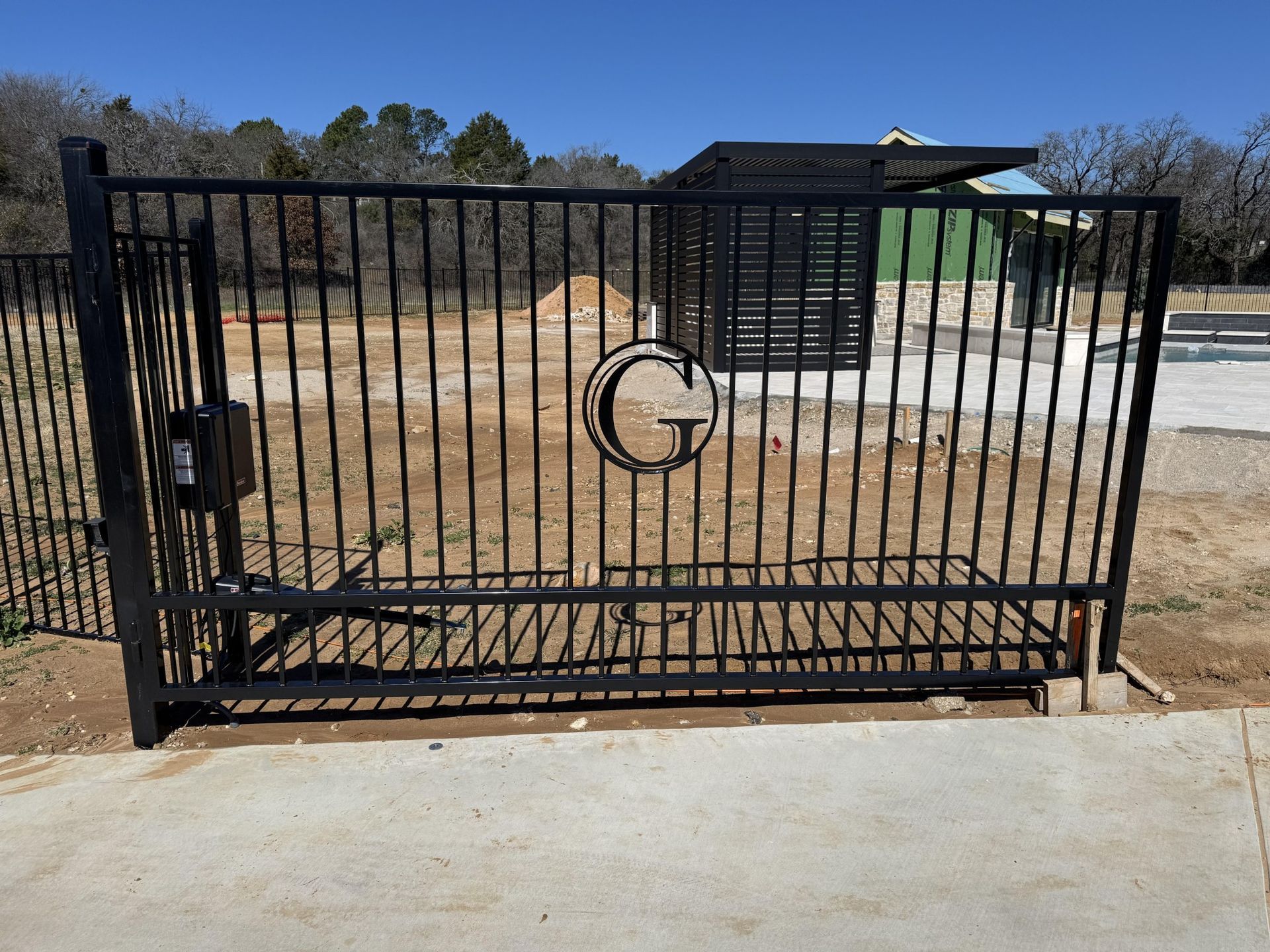 Black metal gate with 