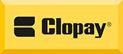 The clopay logo is on a yellow background.