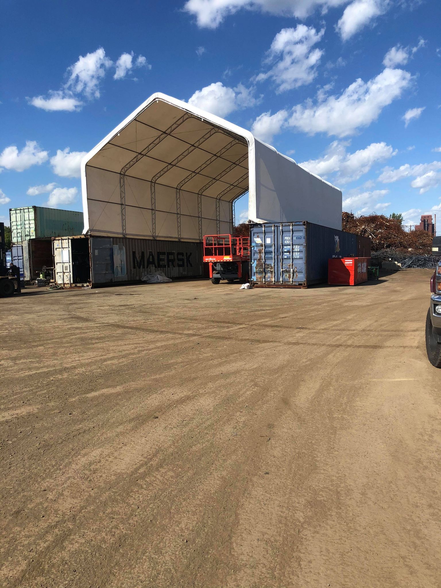 A large building with the word maersk on it