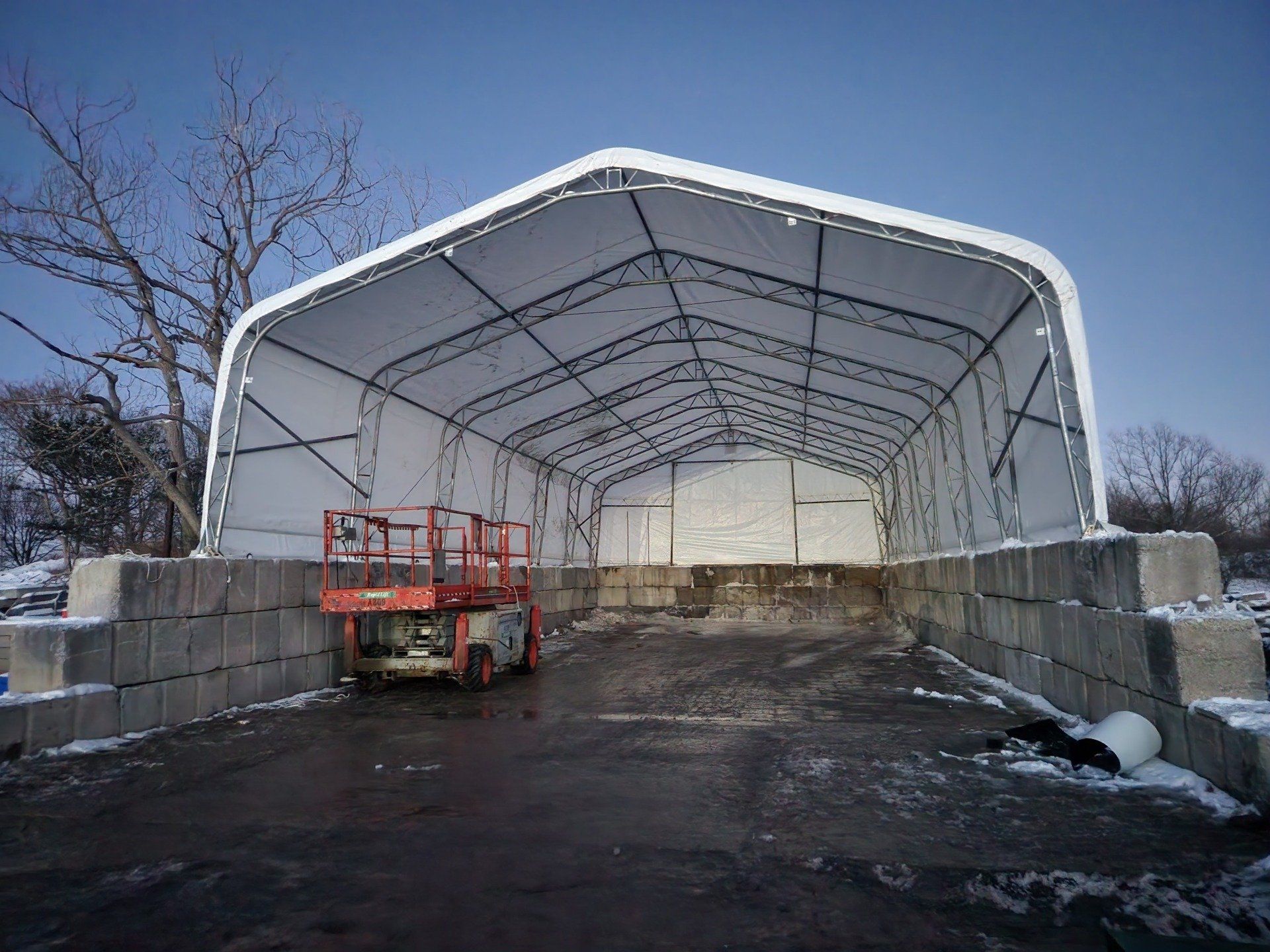 Concrete block foundations.