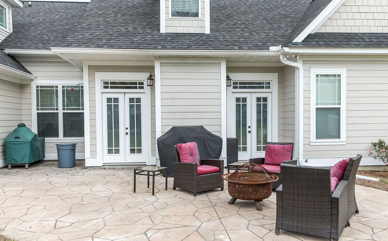 Front entrance of a home with blue door
