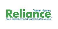 Green "Reliance Water Heaters" logo on white background.