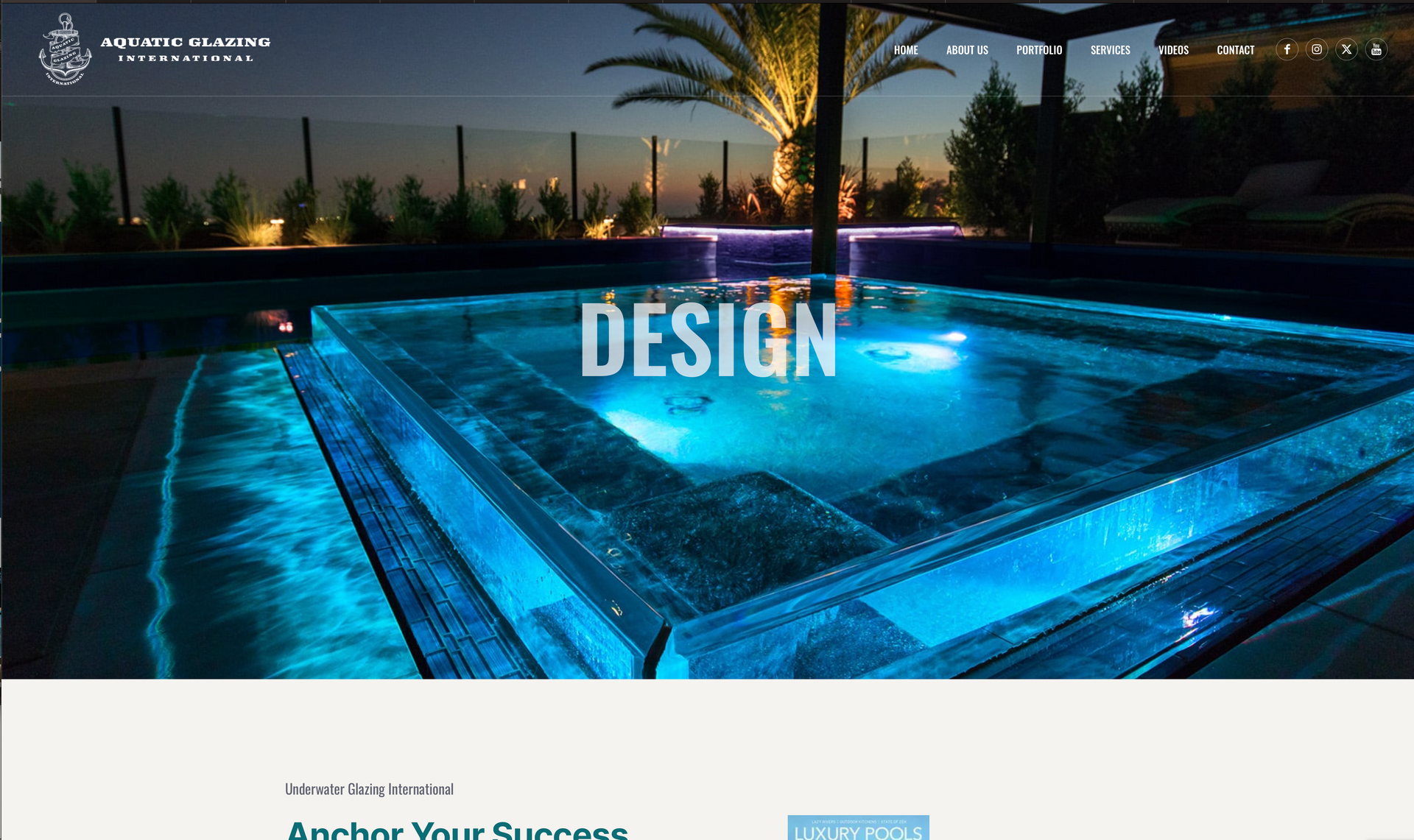 a swimming pool with the word design on it