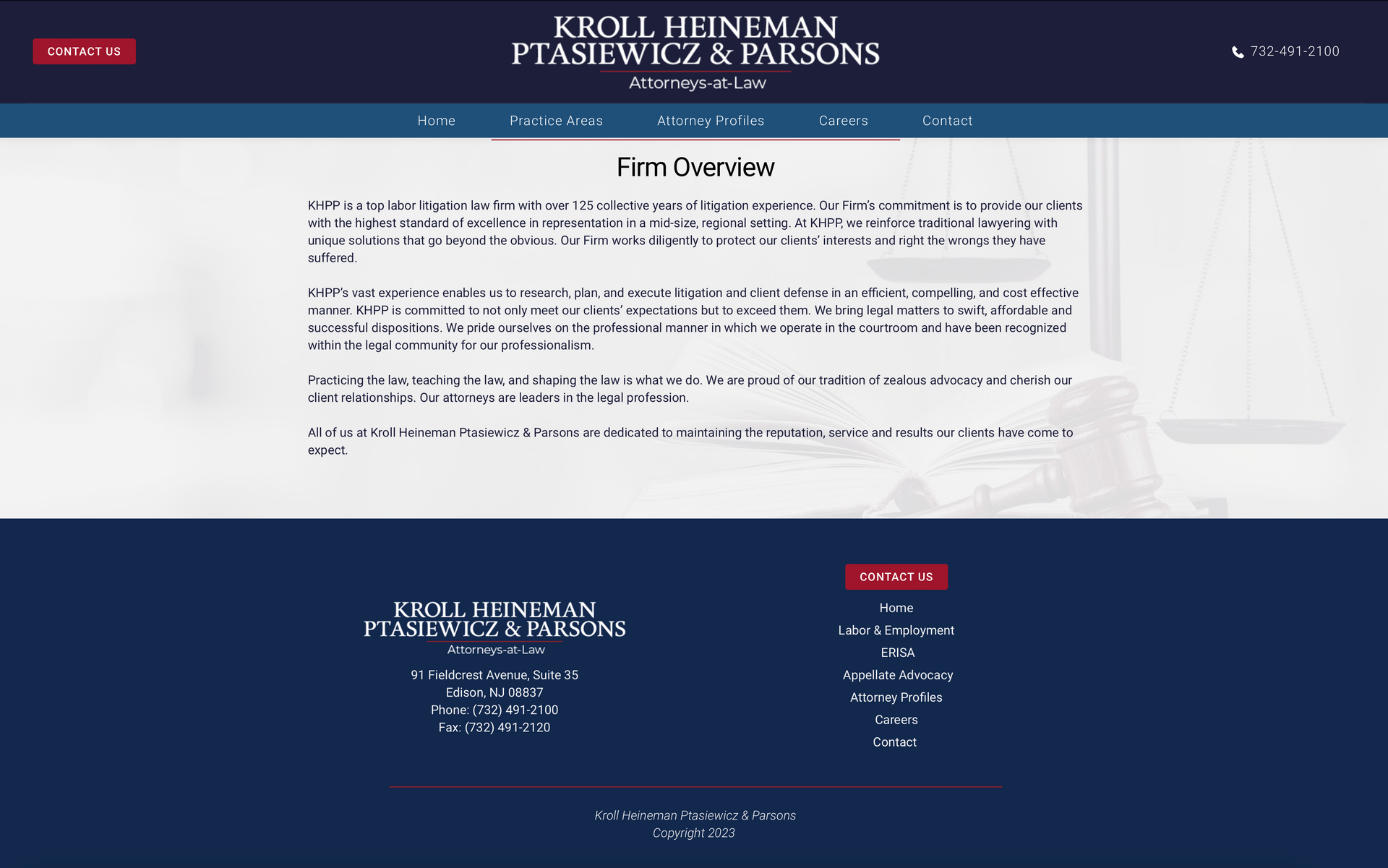 a screenshot of a website for a law firm .