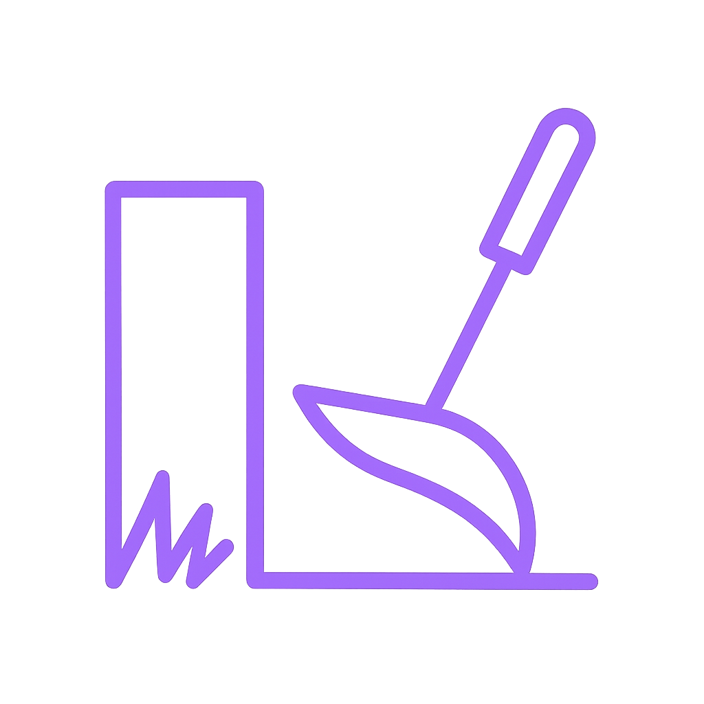 Purple shovel digging a hole.