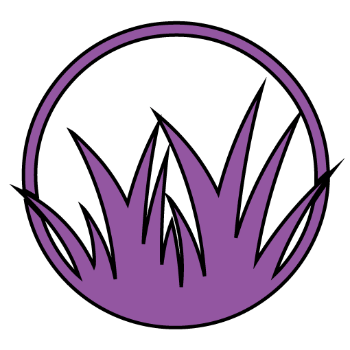 Purple grass within a circle.