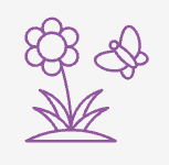 Purple outline of grass.