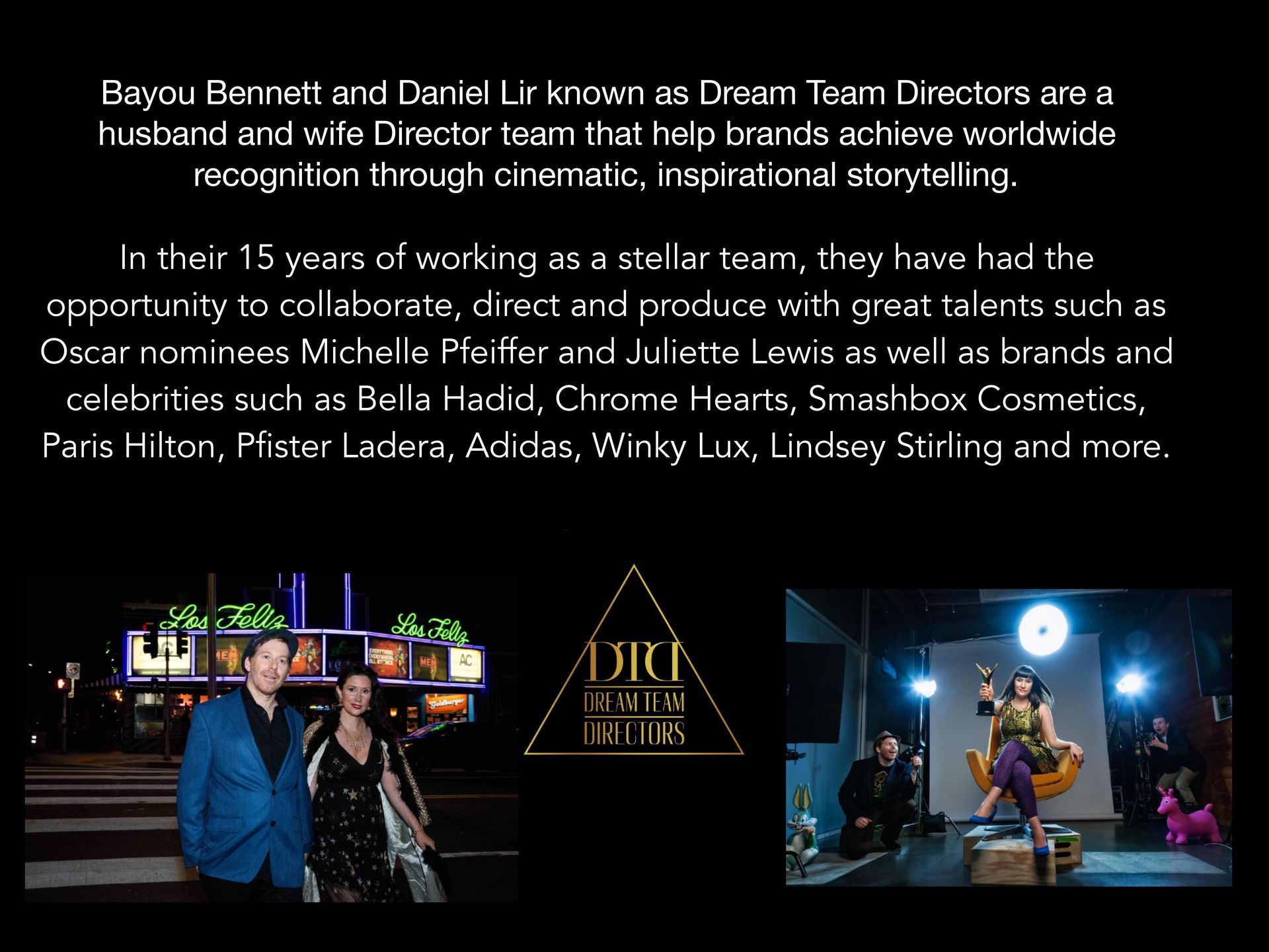 Bayou bennett and daniel li known as dream team directors are a husband and wife director team