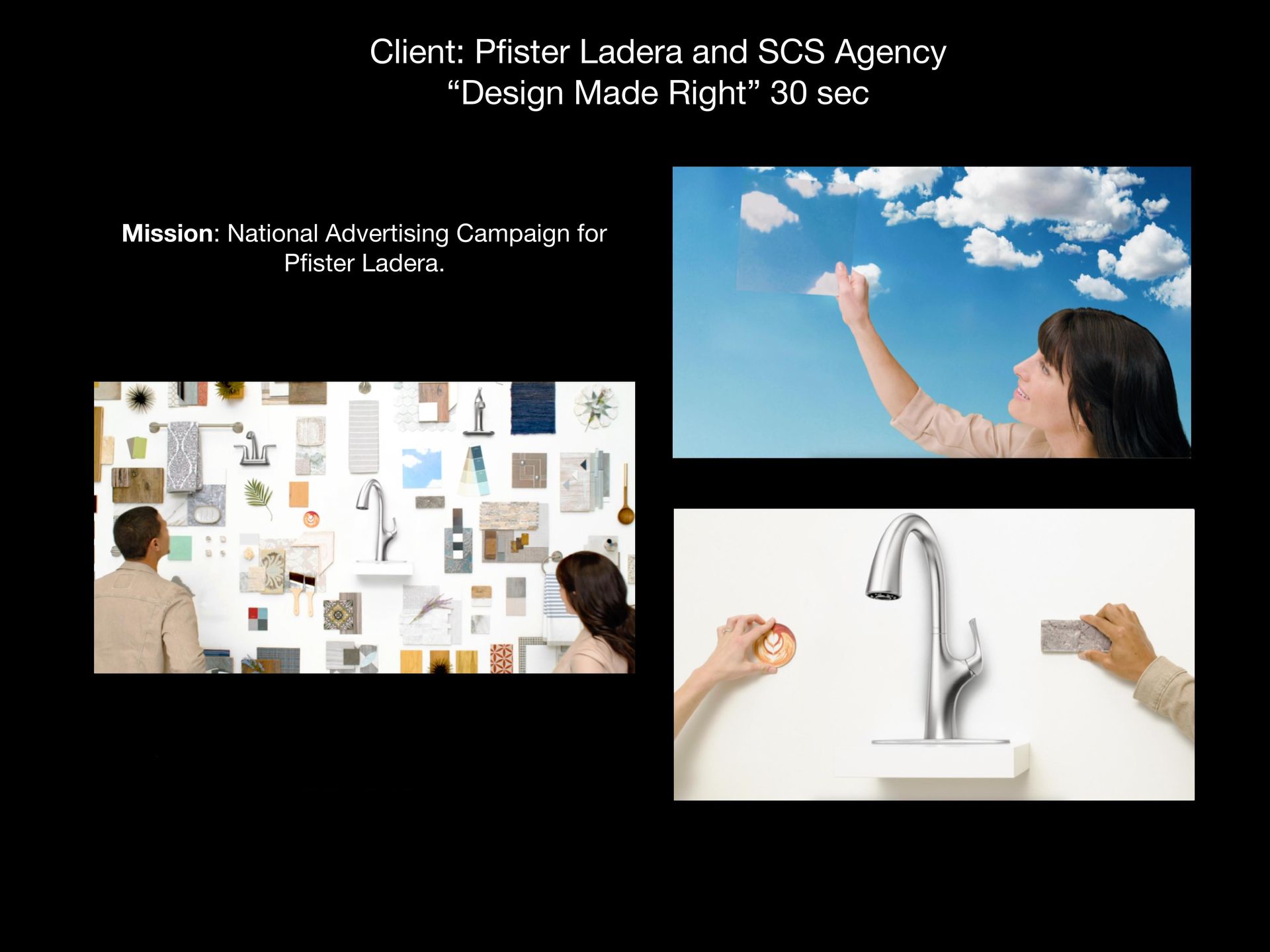 A collage of three pictures with the words client piotr ladera and sgs agency design made right