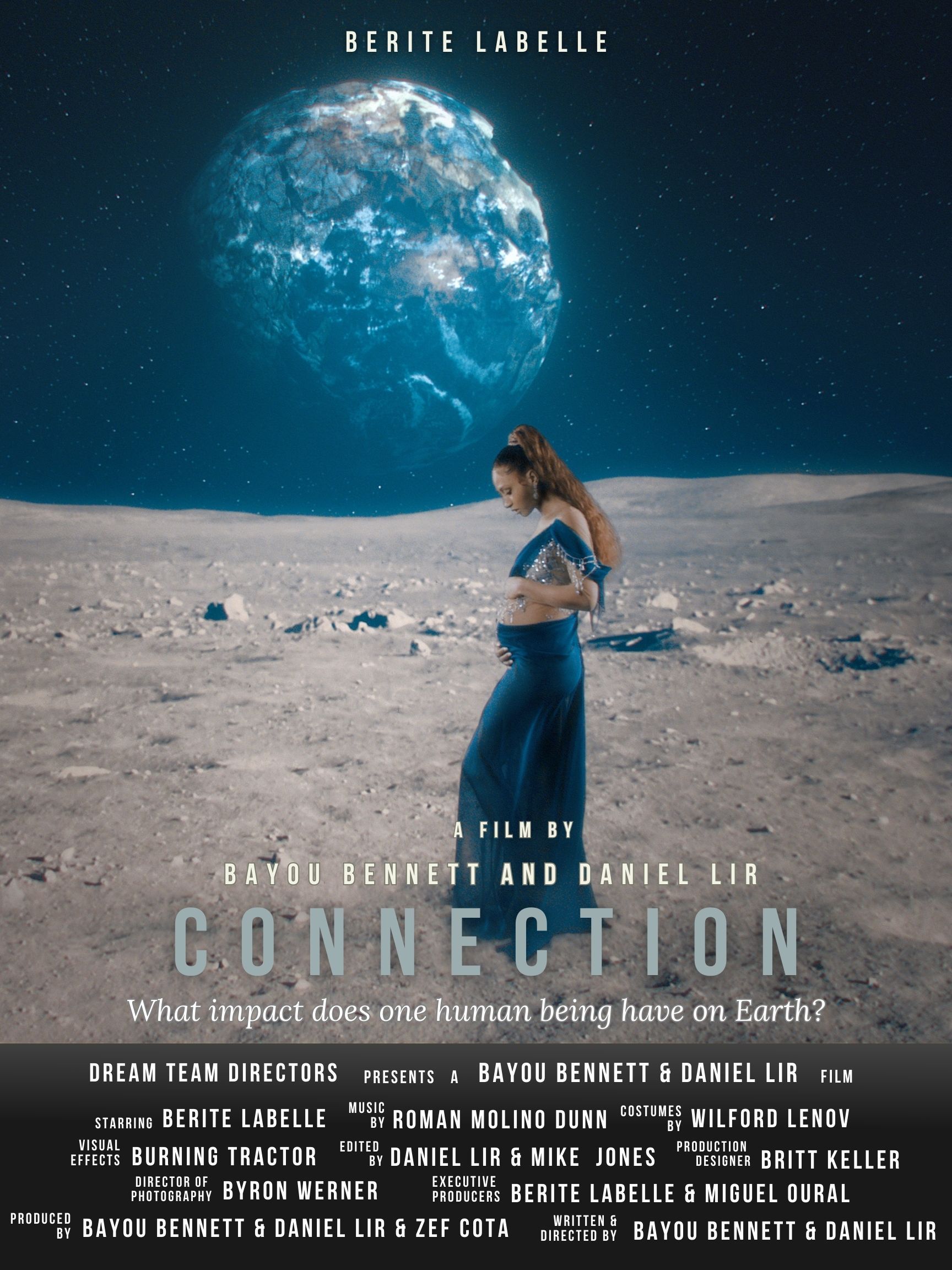 A movie poster for connection shows a woman on the moon
