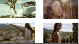 A collage of four pictures of a woman in a white dress