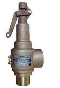 Válvula de seguridad de bronce con manija de palanca.