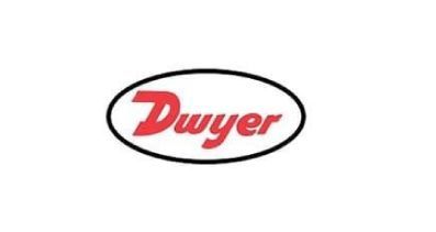 Logotipo de Dwyer en texto rojo dentro de un óvalo con borde negro.