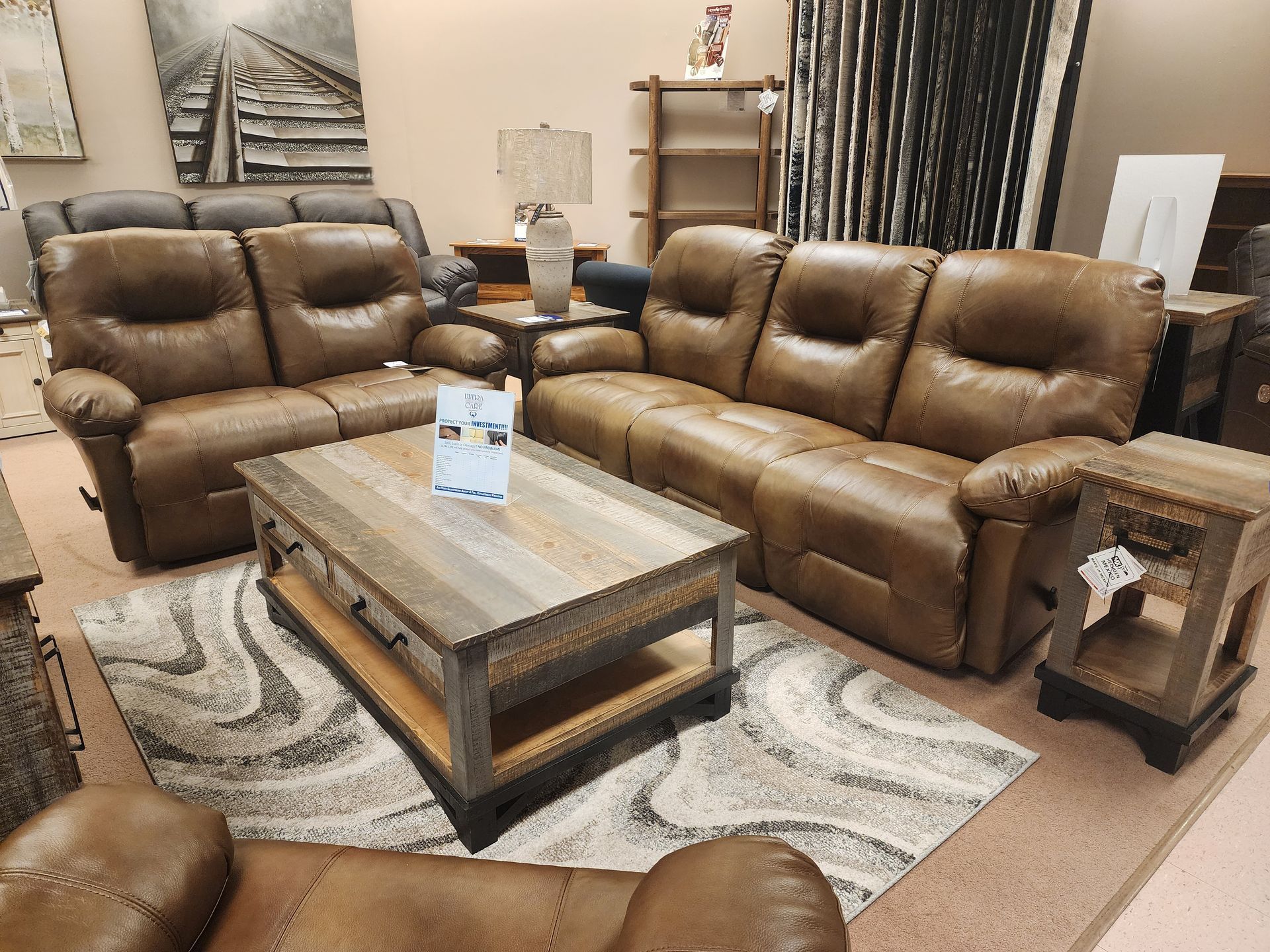 A living room filled with furniture and a coffee table.