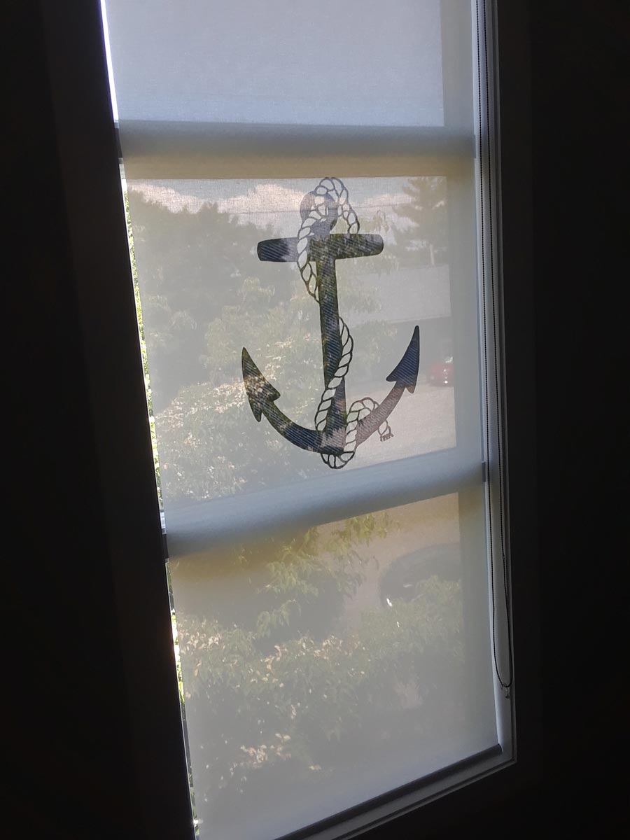 Anchor Logo on Window Shade — Swansea, MA — Window Works of Swansea