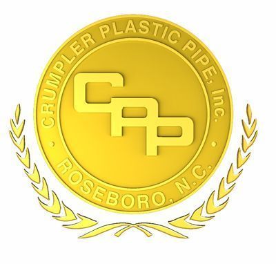 Gold logo for Crumpler Plastic Pipe, Inc. with "CPP" letters inside a circle and the words "Roseboro, N.C."