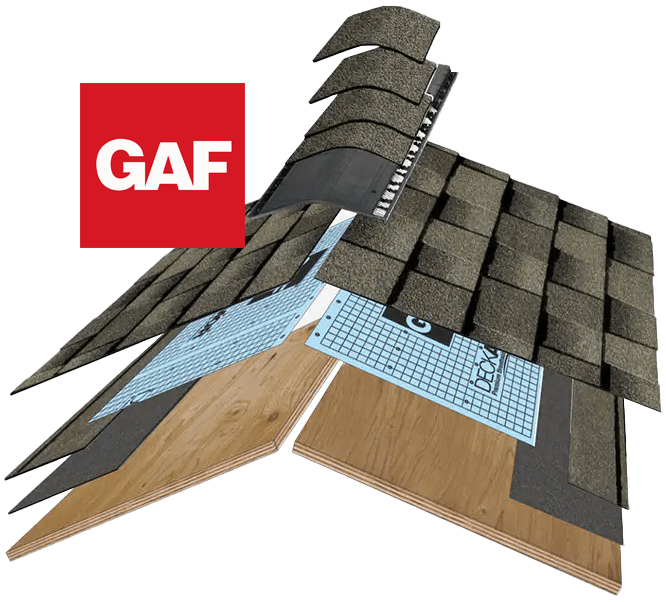 A diagram of the GAF Roofing system