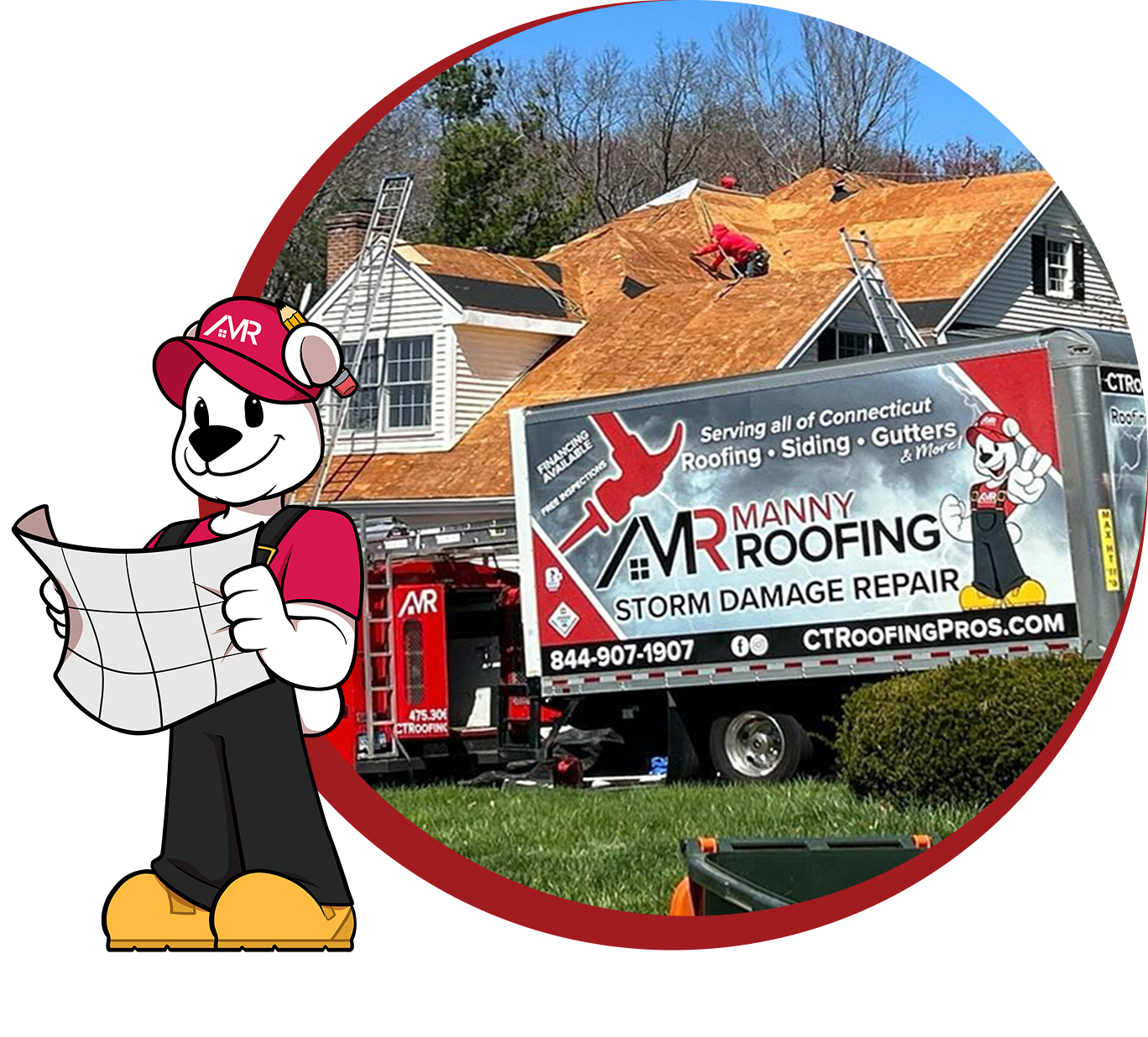 Ariel the Manny Roofing Polar Bear Mascot