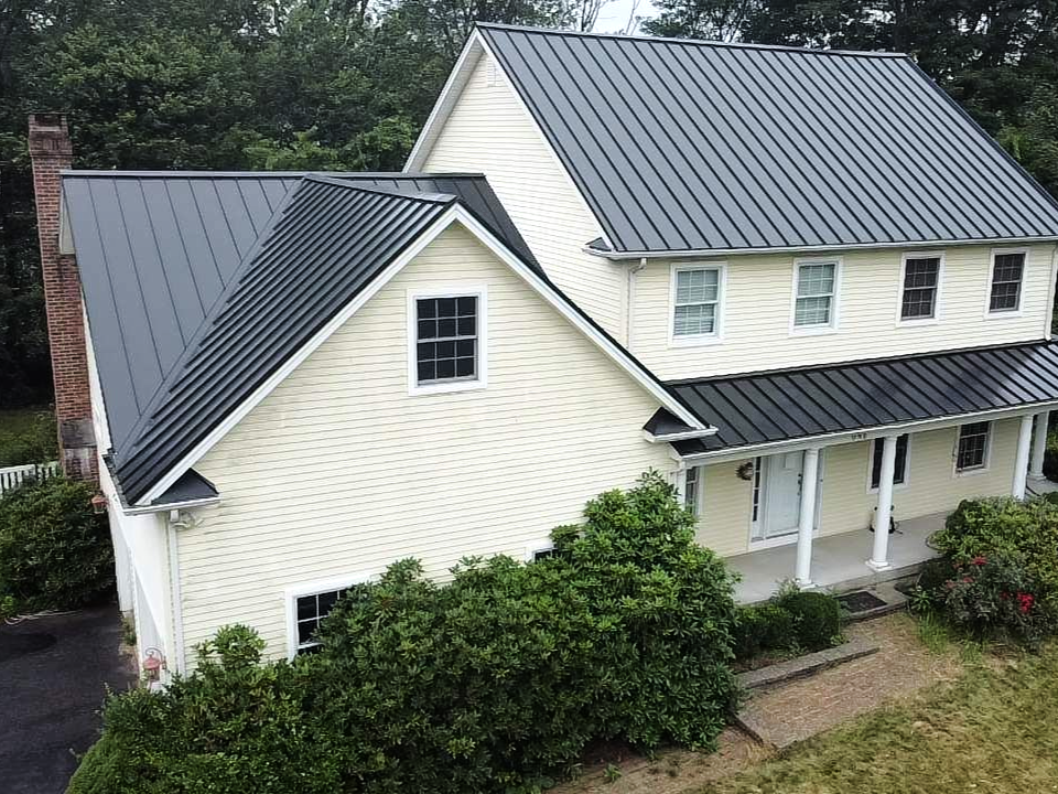 A photo of a new metal roof.
