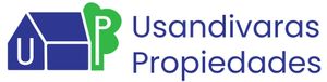 Un logotipo azul y verde para las propiedades de Usandivaras.