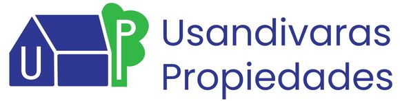 Un logotipo azul y verde para las propiedades de Usandivaras.