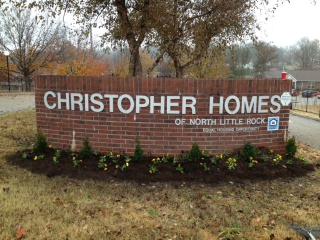 A sign for christopher homes of north little rock