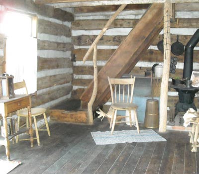 log cabin staircase