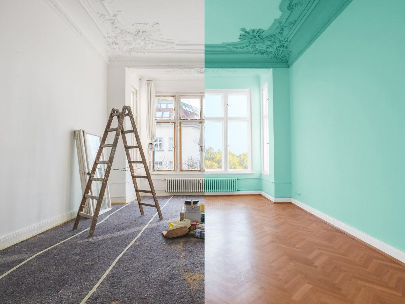 A Before and After Picture of A Room Being Painted — North West Queensland Painting in Mornington Island, QLD