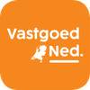 Oranje logo met witte tekst "Vastgoed Ned." met een kaart van Nederland.