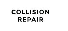 A black and white logo for collision repair on a white background.