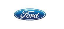 A blue and white ford logo on a white background.