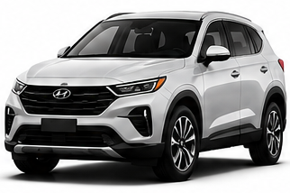 White Hyundai SUV on a plain white background, angled front view