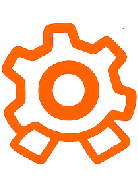 Orange gear/settings icon on a white background