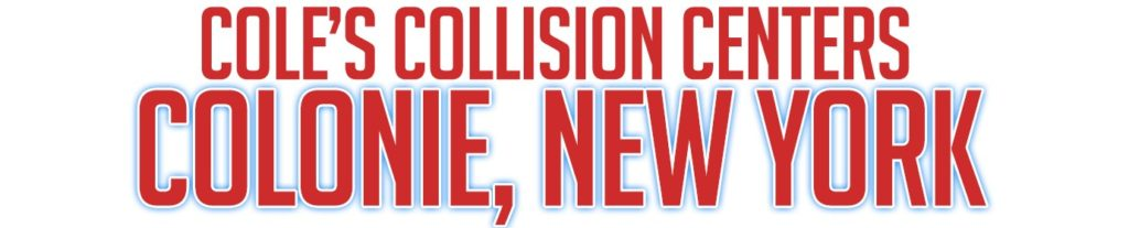 Cole’s Collision Centers logo with red text and “Colonie, New York” below
