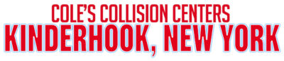 Cole’s Collision Centers logo with “Kinderhook, New York” in red text