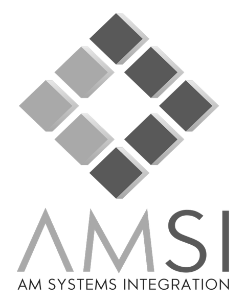 A black and white logo for am systems integration