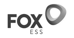 A black and white logo for fox ess