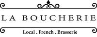 Logo for La Boucherie, a French brasserie, with decorative line details.